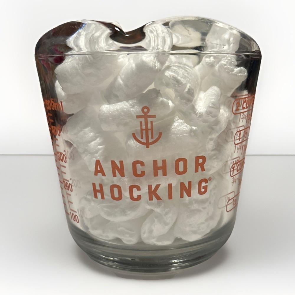 Anchor Hocking 2 Cup Glass Measuring Cup Red Graphics 16oz 500ml Made in‎ USA